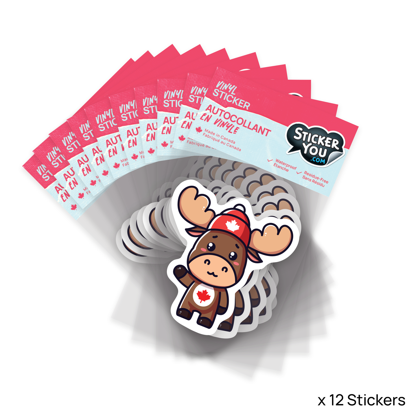 Cute Moose Sticker Pack of 12 Units