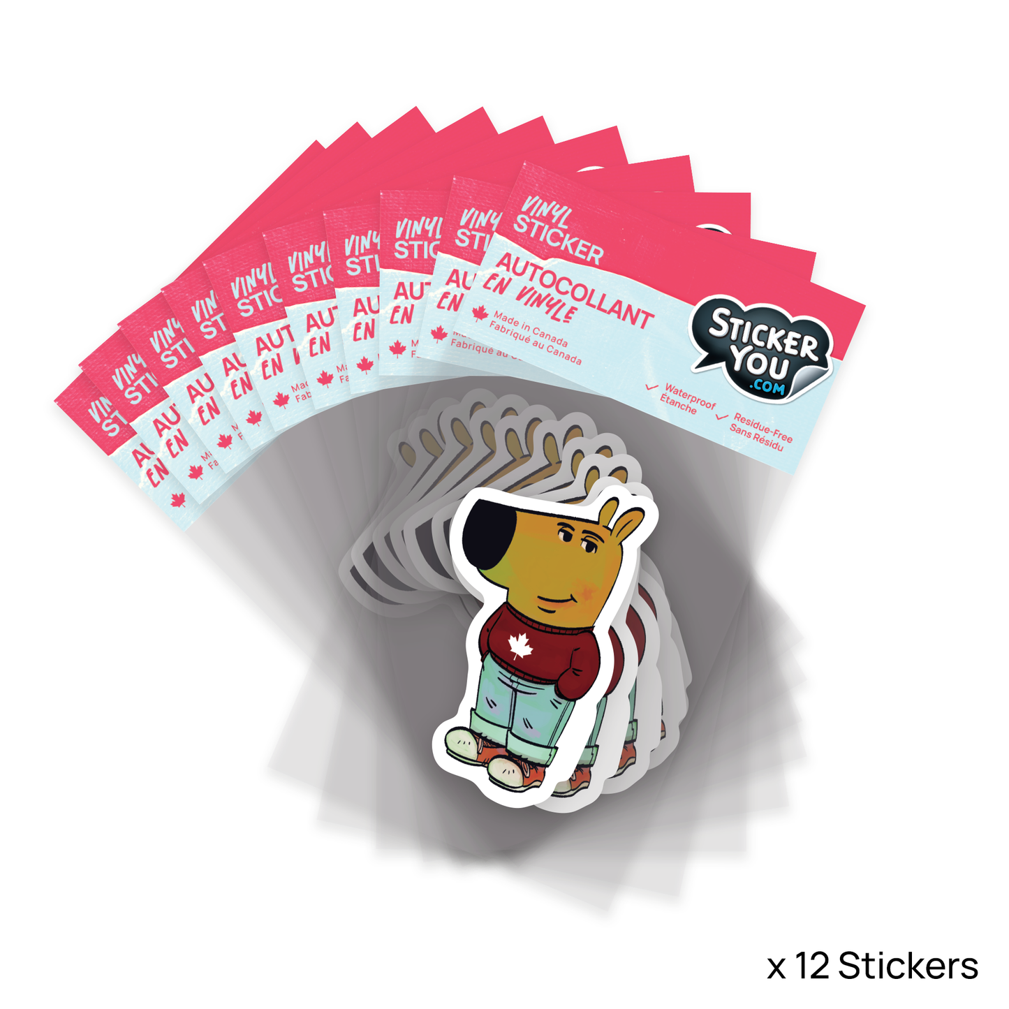 Canadian Chill Guy Sticker Pack (12 units @ $2.25 each)v