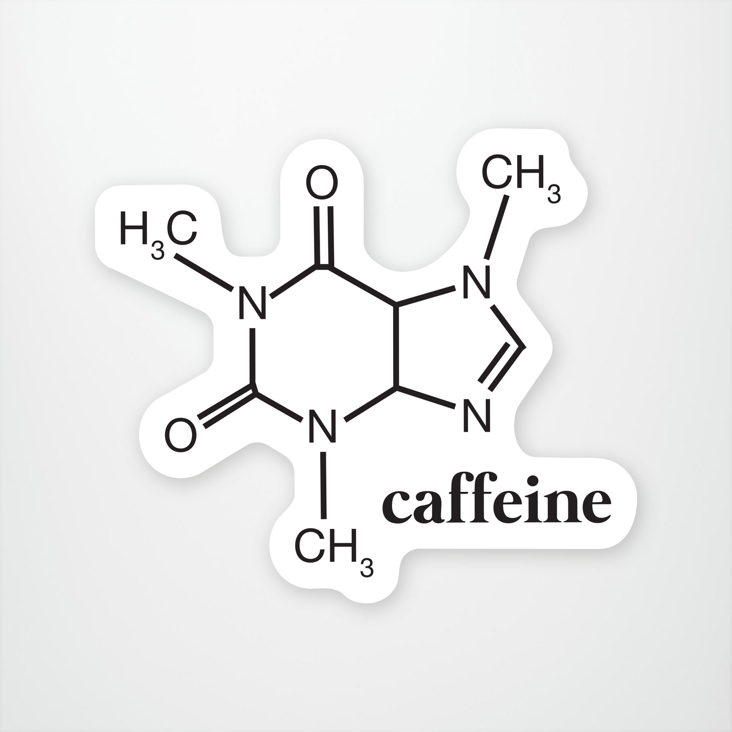 Caffeine Molecule Sticker Pack of 12 units ($2.25 each)