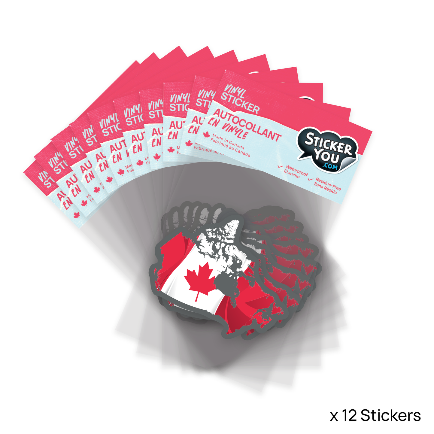 Canada Map Sticker Pack of 12 Units