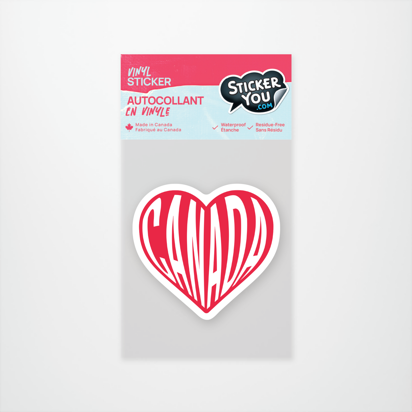 Canada Heart Sticker Pack (12 units @ $2.25 each)