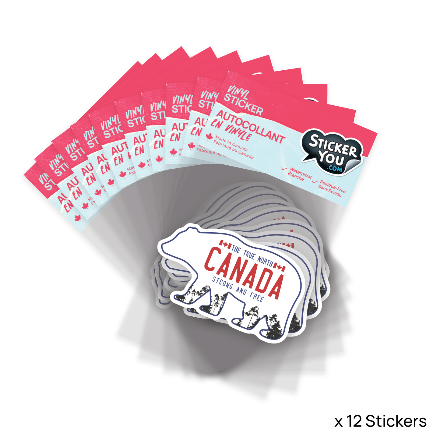 Canada Bear License Plate Sticker Pack of 12 Units