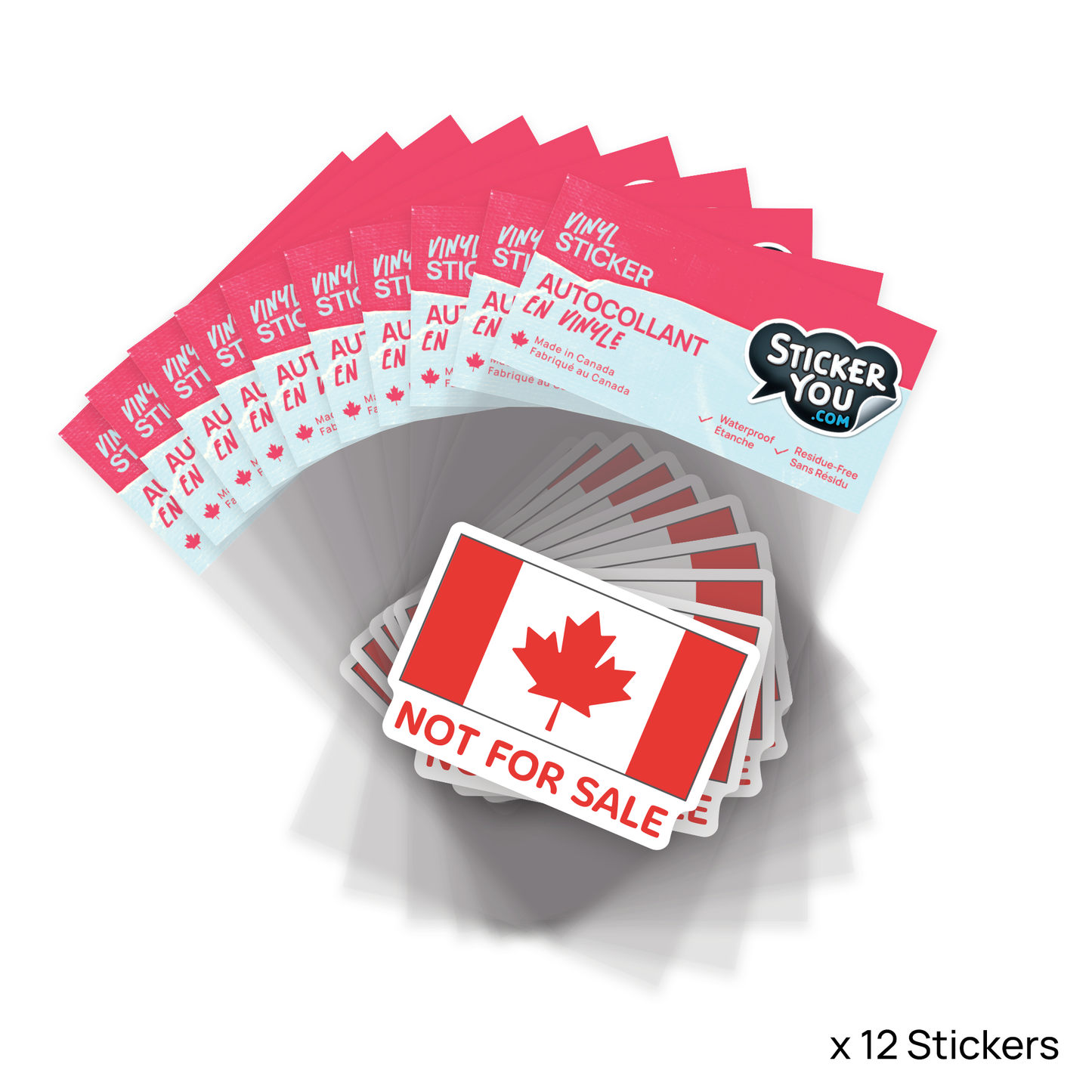 Canada Not for Sale Sticker Pack of 12 Units