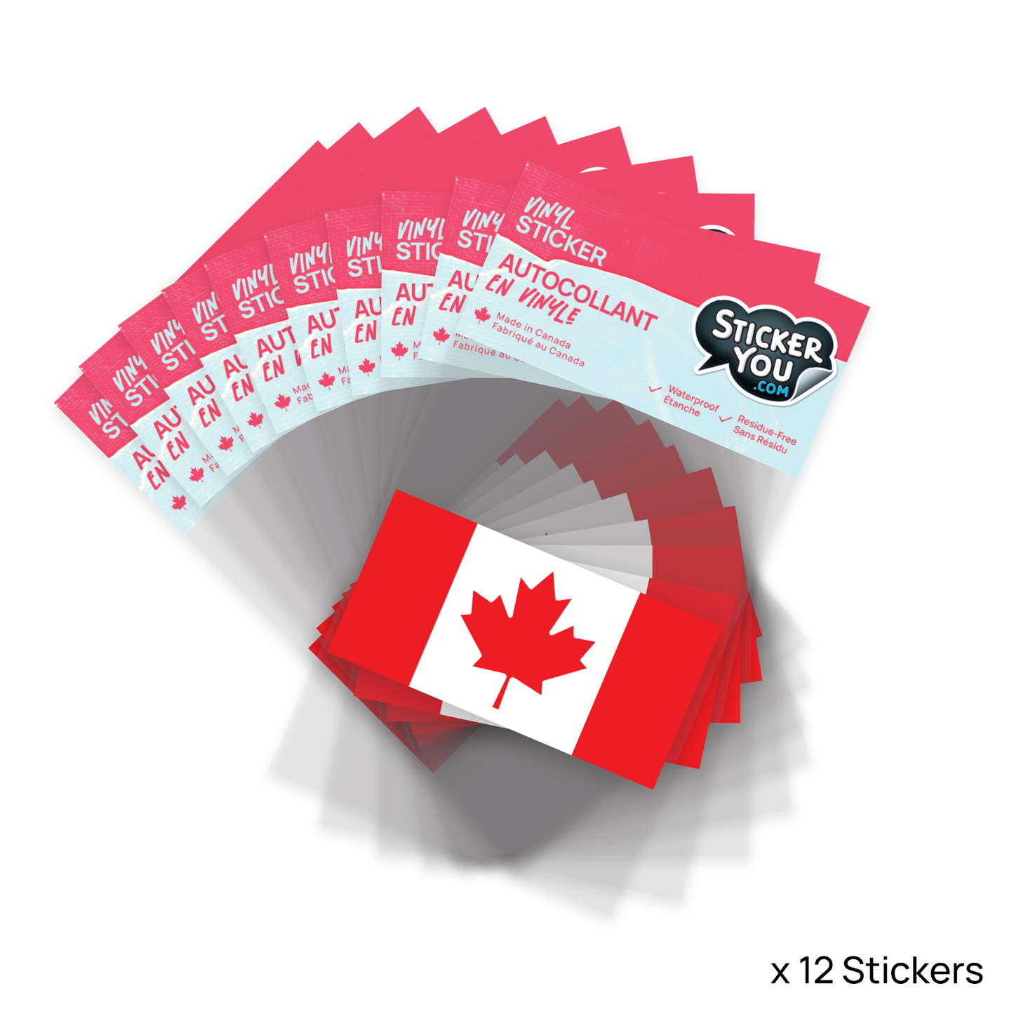 Flag Canada Sticker Pack (12 units @ $2.25 each)
