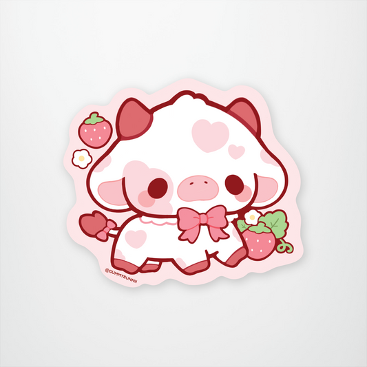 Strawberry Cow Sticker Pack of 12 units ($2.25 each)