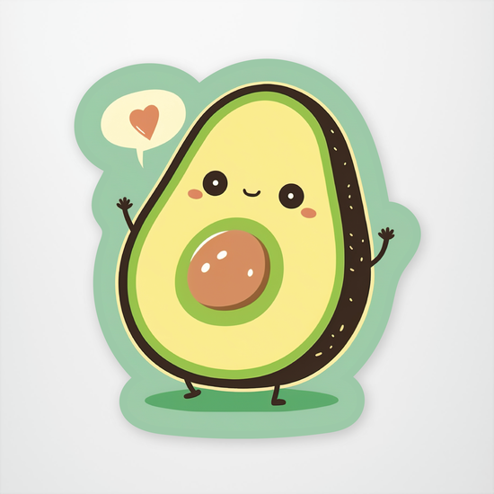 Cute Avocado Sticker Pack of 12 units ($2.25 each)