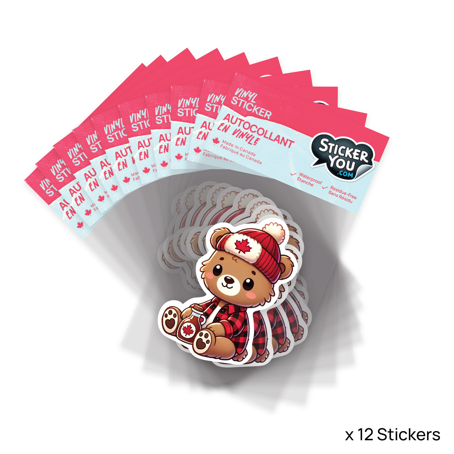 Cute Canadian Bear Sticker Pack (12 units @ $2.25 each)
