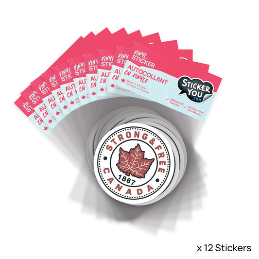 Canada Strong & Free - Circle Sticker Pack of 12 Units
