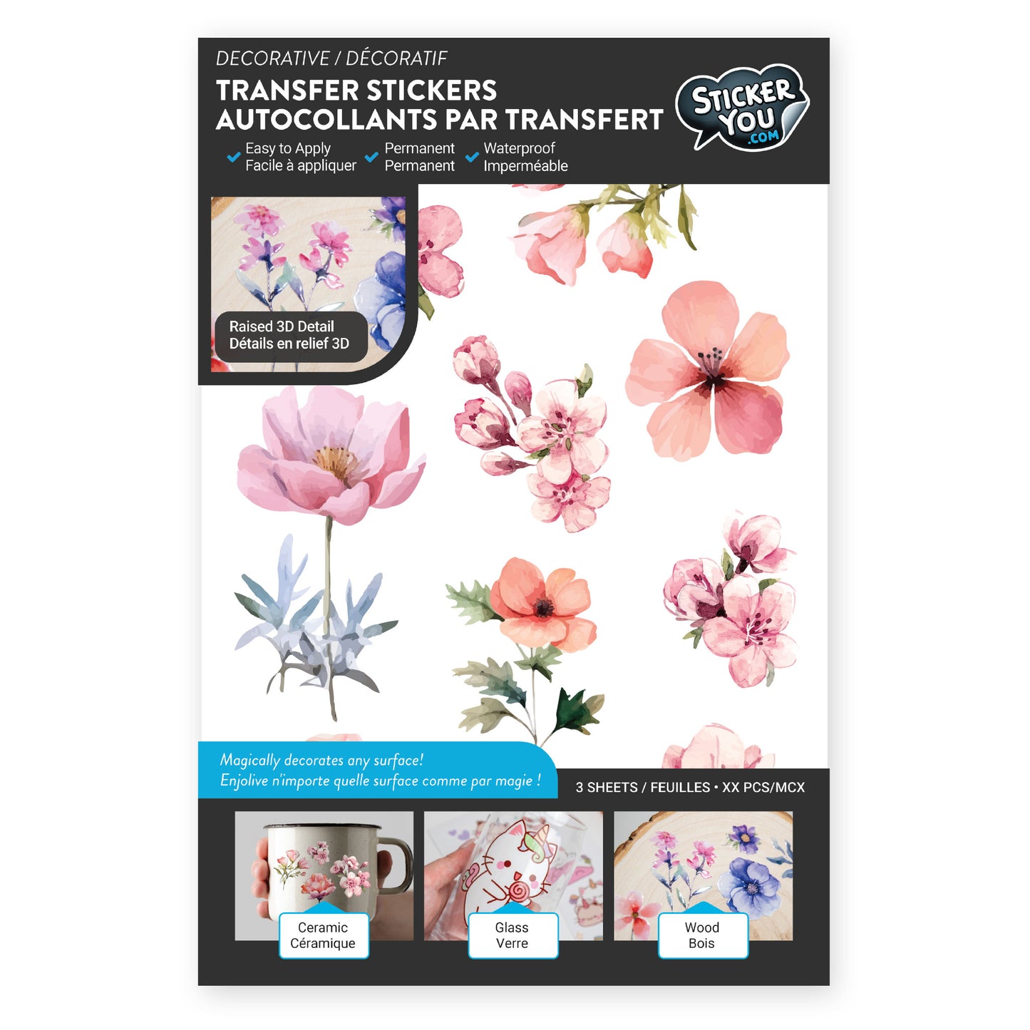 Floral Transfer Stickers