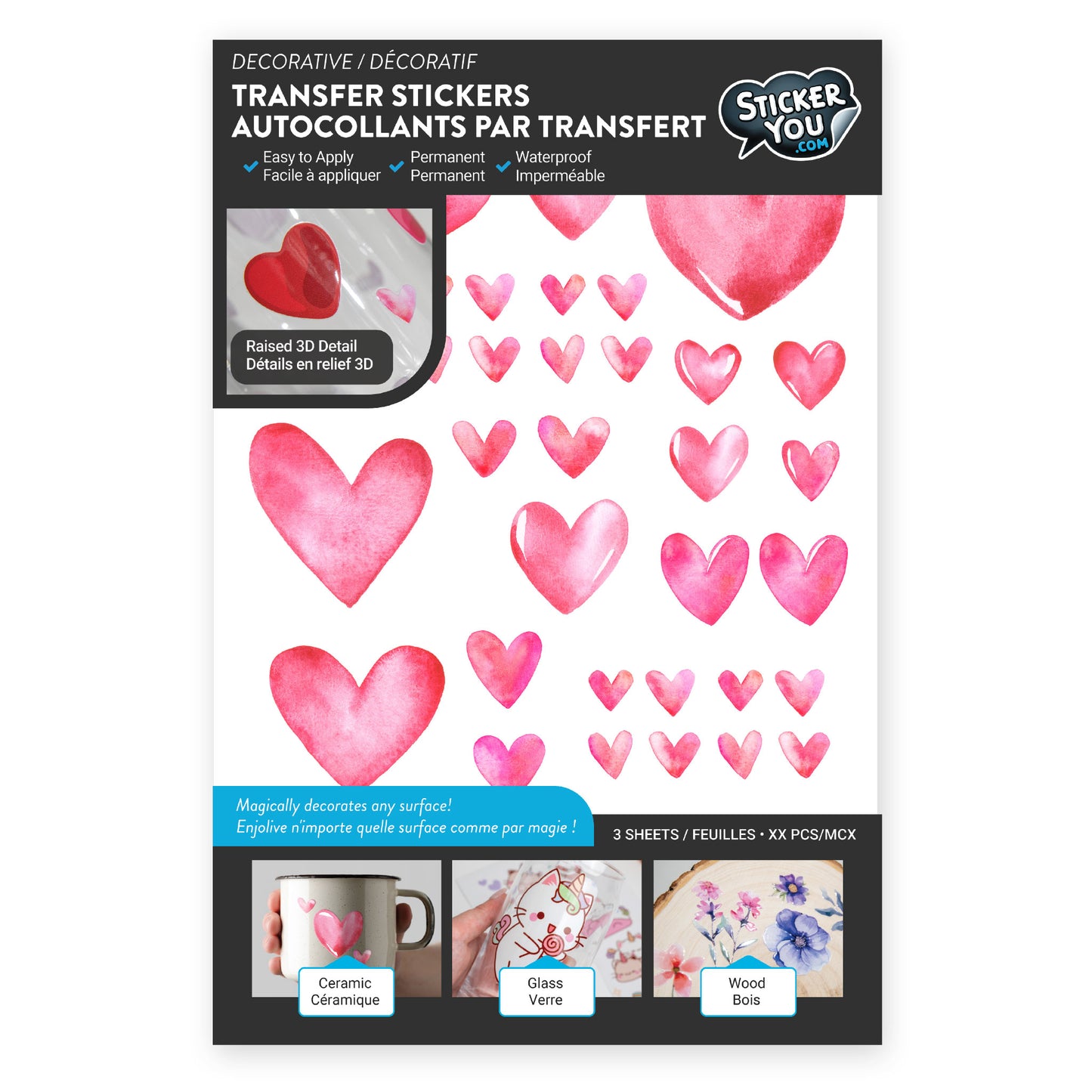 Hearts Transfer Stickers