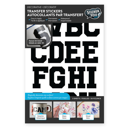 Varsity Lettering Transfer Stickers